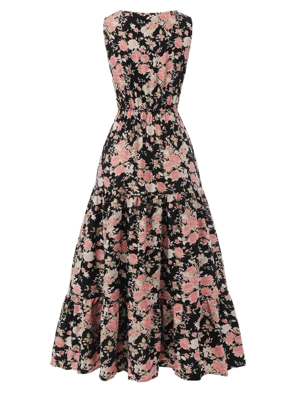 1930s V-Neck Floral Sleeveless Dress sold by Retro Stage product image thumbnail 4