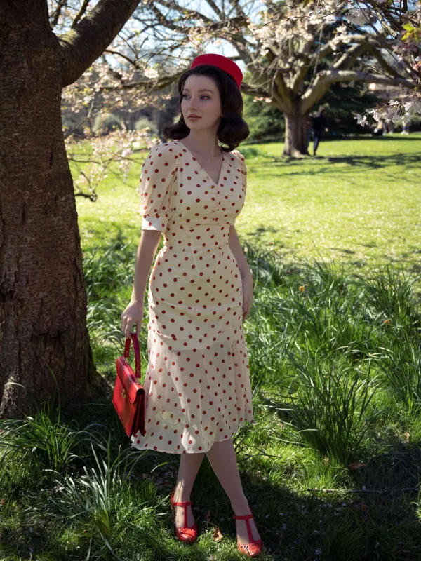 Beige 1930s Polka Dot Mermaid Dress sold by Retro Stage