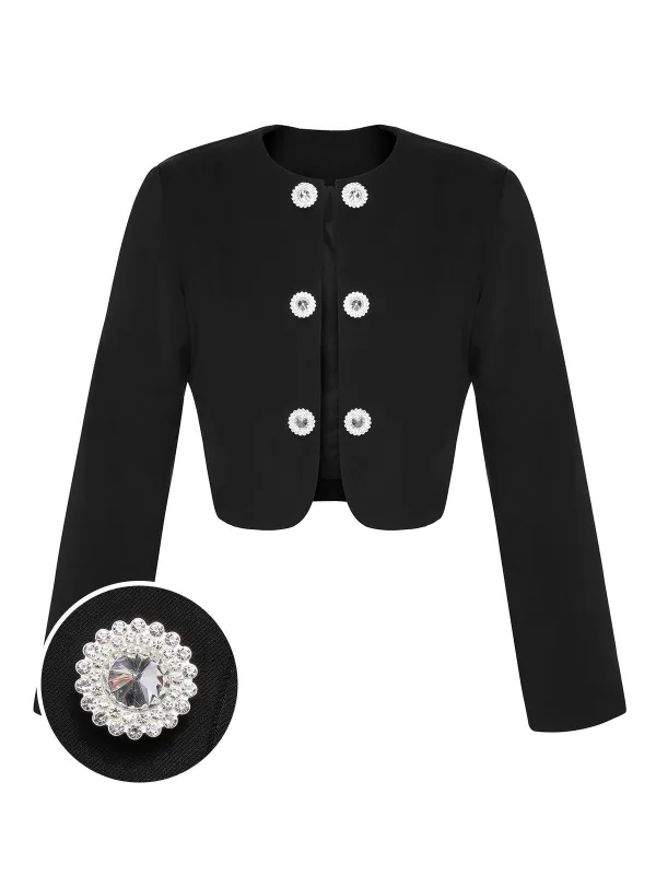 Black 1950s Fragrant Short Button Jacket sold by Retro Stage