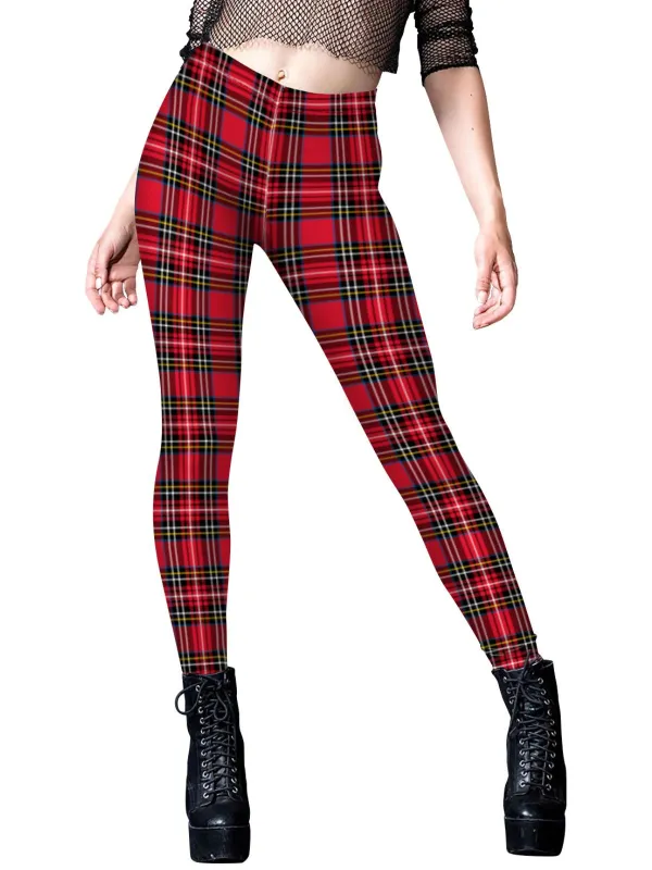 1960s Red Plaids Cute Leggings sold by Retro Stage
