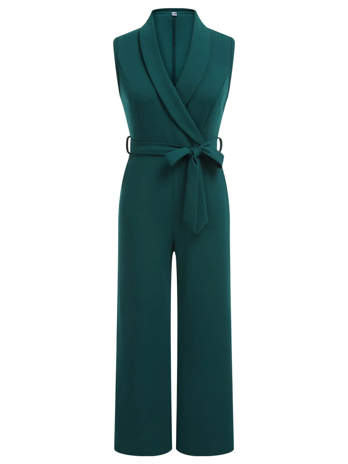 Green 1930s Solid Sleeveless Lapel Jumpsuit sold by Retro Stage product image thumbnail 2