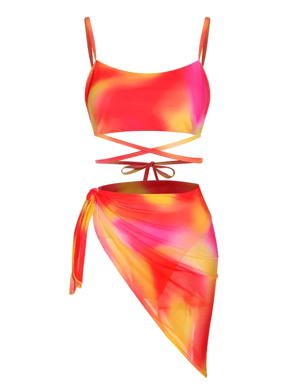 Multicolor 1960s Spaghetti Strap Swimsuit Set sold by Retro Stage