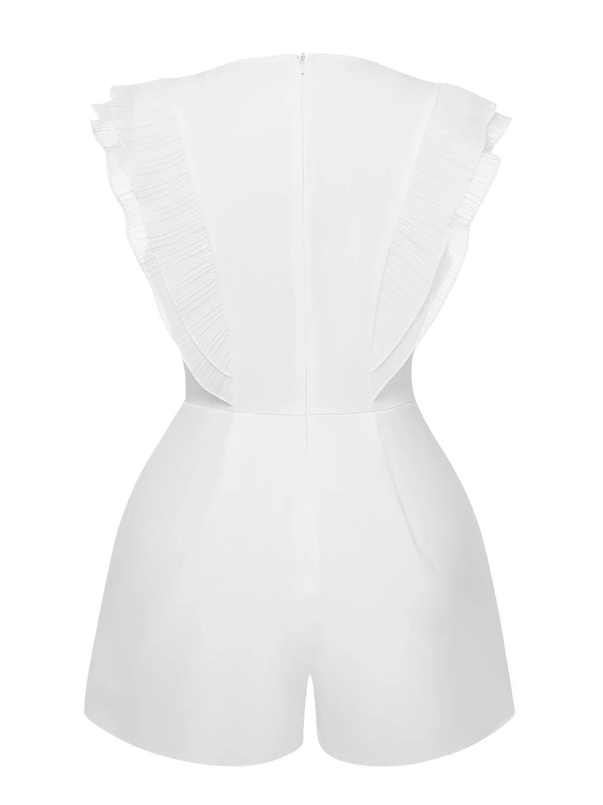 1950s Solid Deep V Neck Ruffles Sleeveless Romper sold by Retro Stage product image thumbnail 3