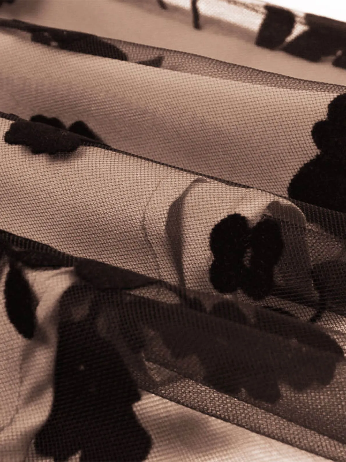 1950s Floral Flocked Mesh Swing Dress sold by Retro Stage product image thumbnail 3