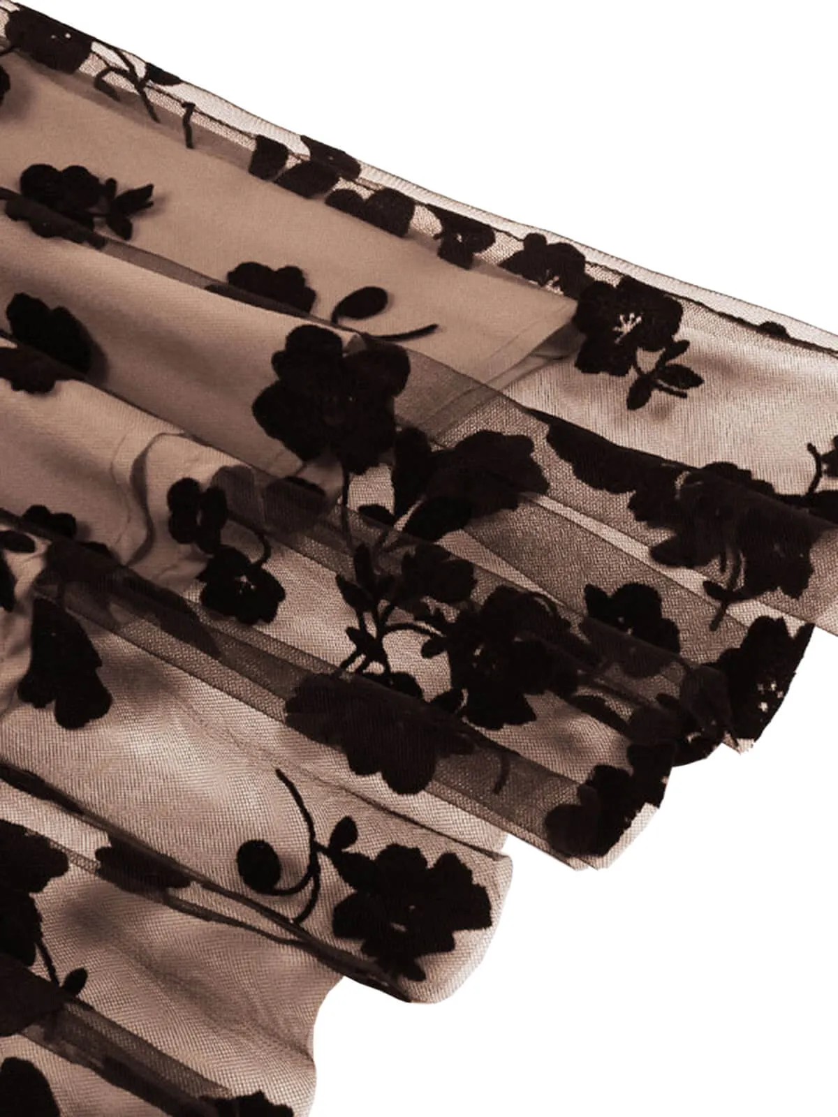 1950s Floral Flocked Mesh Swing Dress sold by Retro Stage product image thumbnail 4