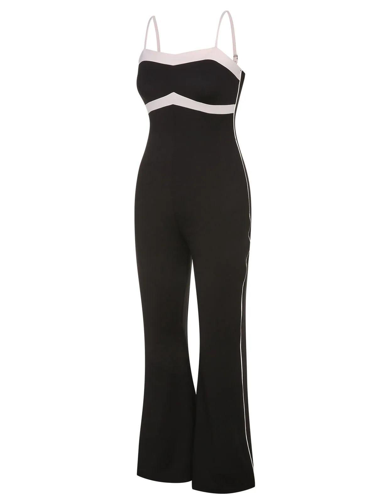 Black 1930s Spaghetti Straps Colorblock Jumpsuit sold by Retro Stage product image thumbnail 3