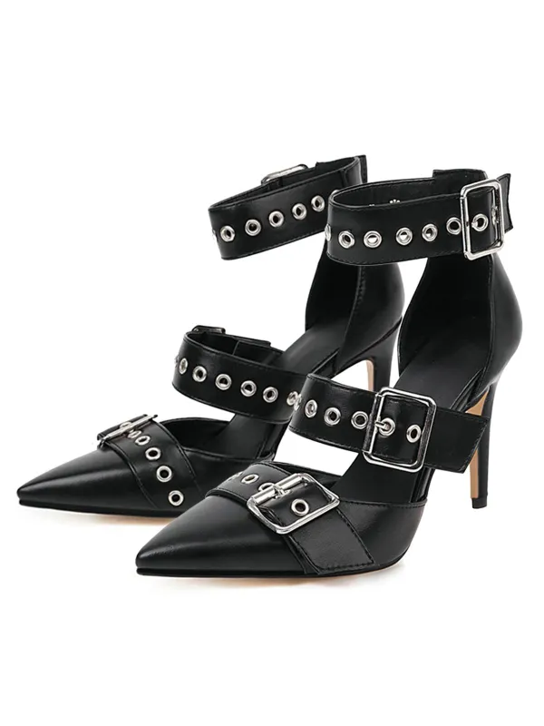 Retro Lace-up Button Décor Pointed Shoes sold by Retro Stage