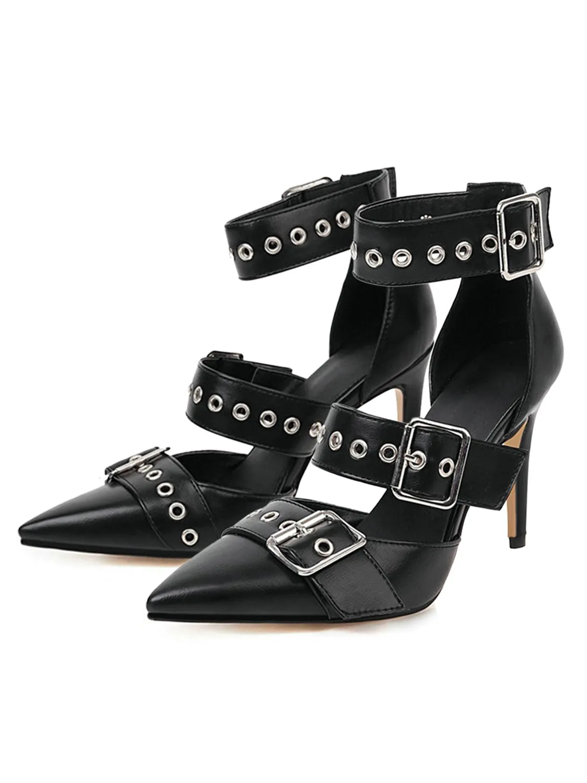 Retro Lace-up Button Décor Pointed Shoes sold by Retro Stage