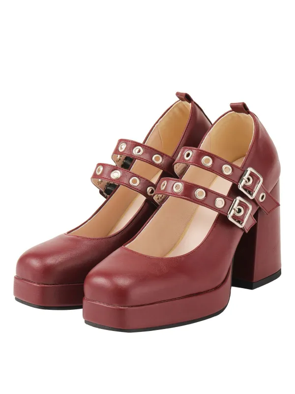 Red Retro Buckle High Heels sold by Retro Stage