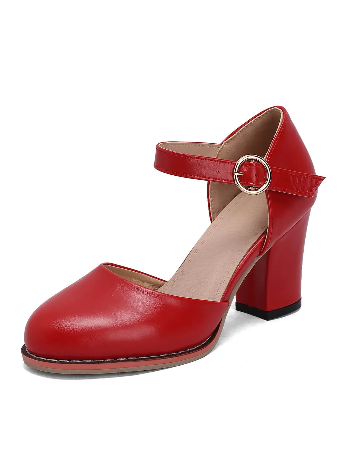 Retro PU Leather Chunky High Heels sold by Retro Stage