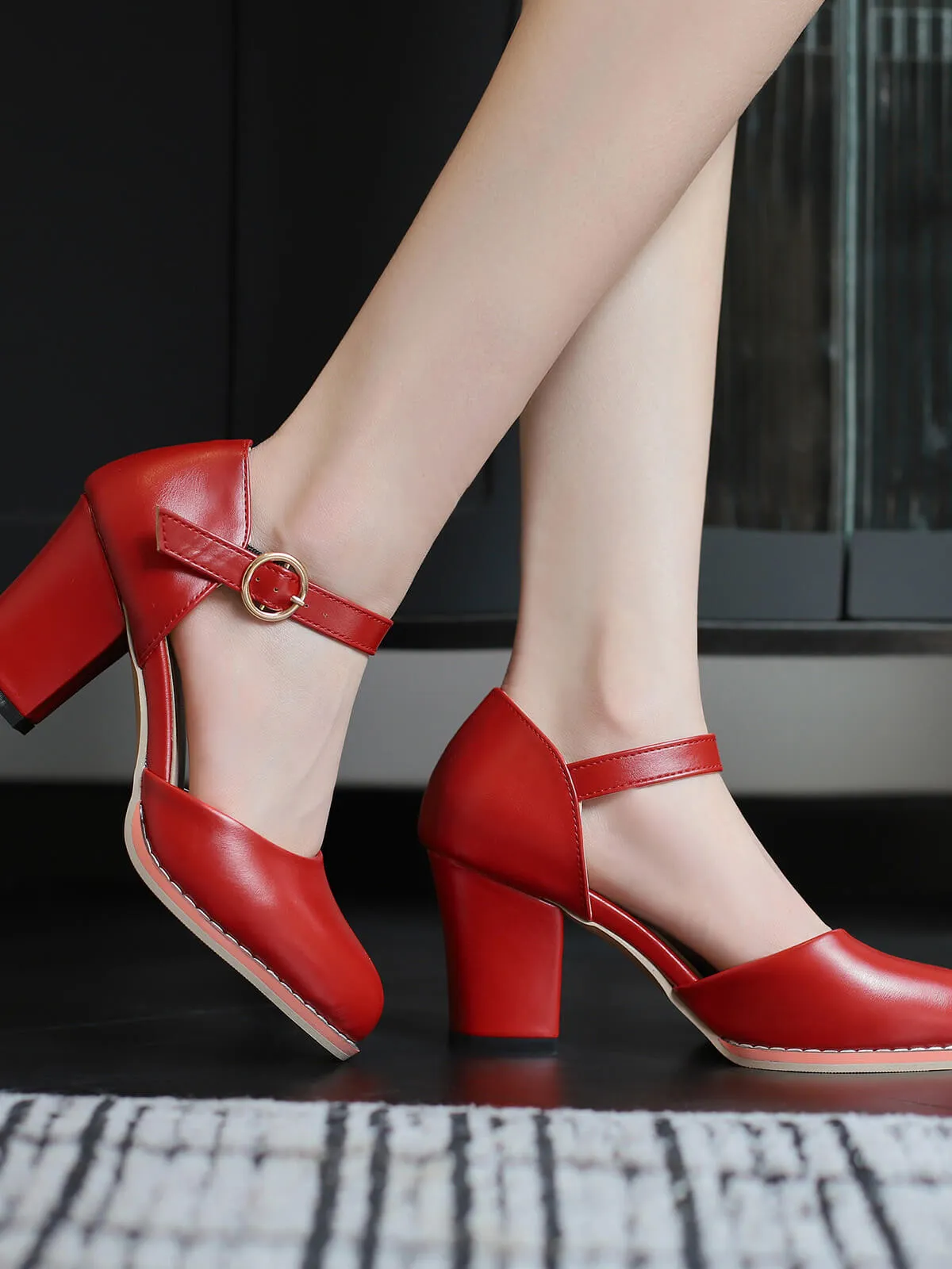 Retro PU Leather Chunky High Heels sold by Retro Stage product image thumbnail 2