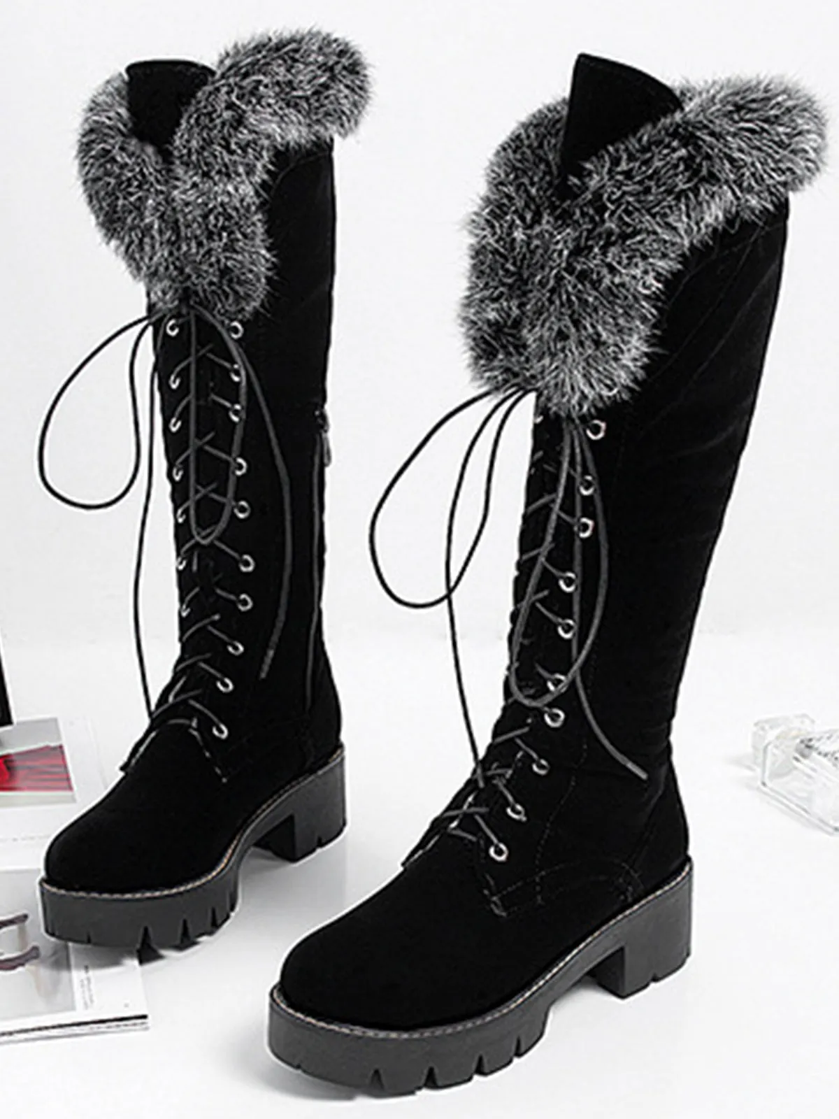 Retro Furry Chunky Heel Snow Boots sold by Retro Stage product image thumbnail 2