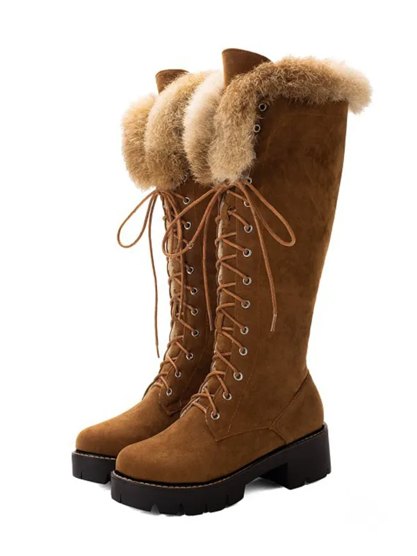 Retro Furry Chunky Heel Snow Boots sold by Retro Stage