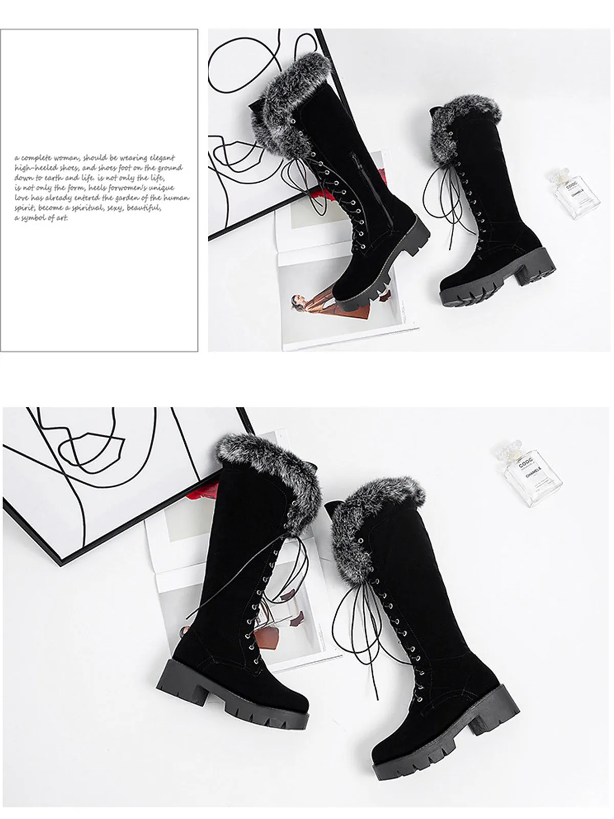 Retro Furry Chunky Heel Snow Boots sold by Retro Stage product image thumbnail 3