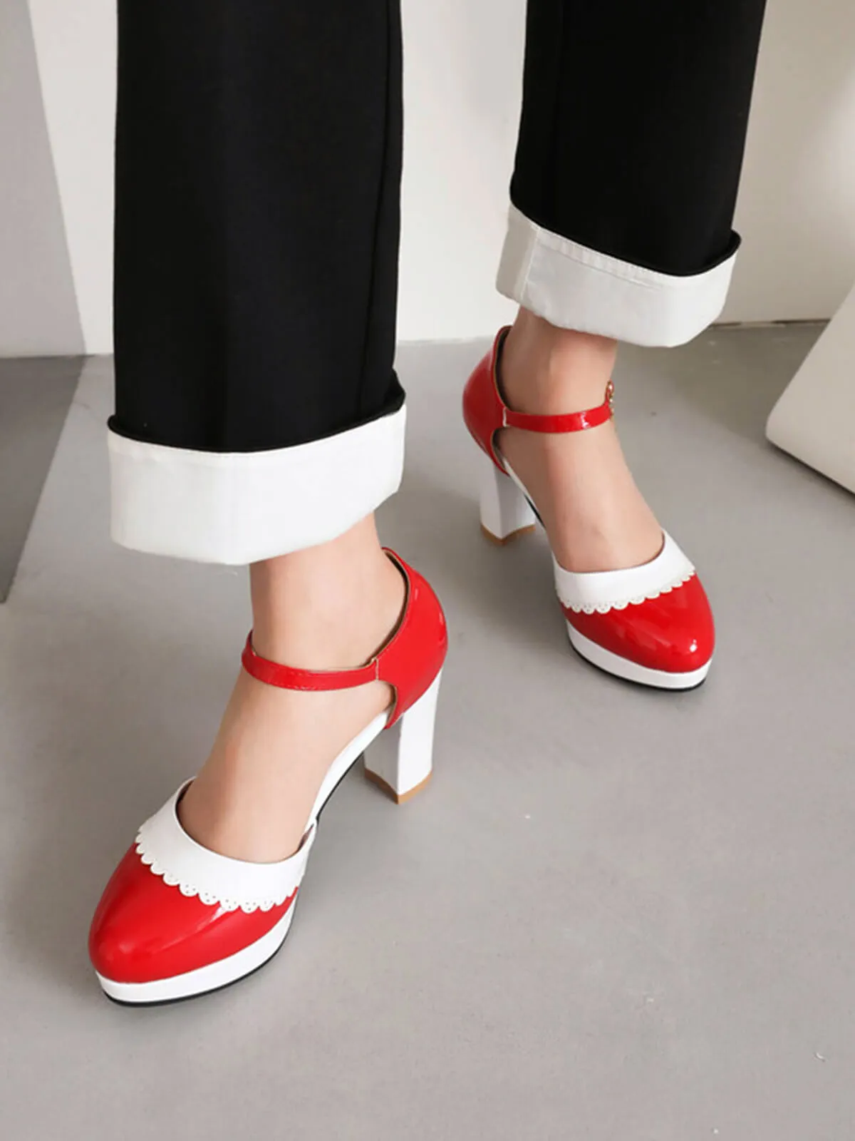 Color Block Rhinestone Pendant High Heel Shoes sold by Retro Stage product image thumbnail 5