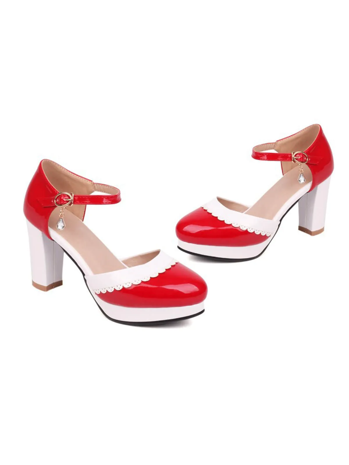 Color Block Rhinestone Pendant High Heel Shoes sold by Retro Stage product image thumbnail 4