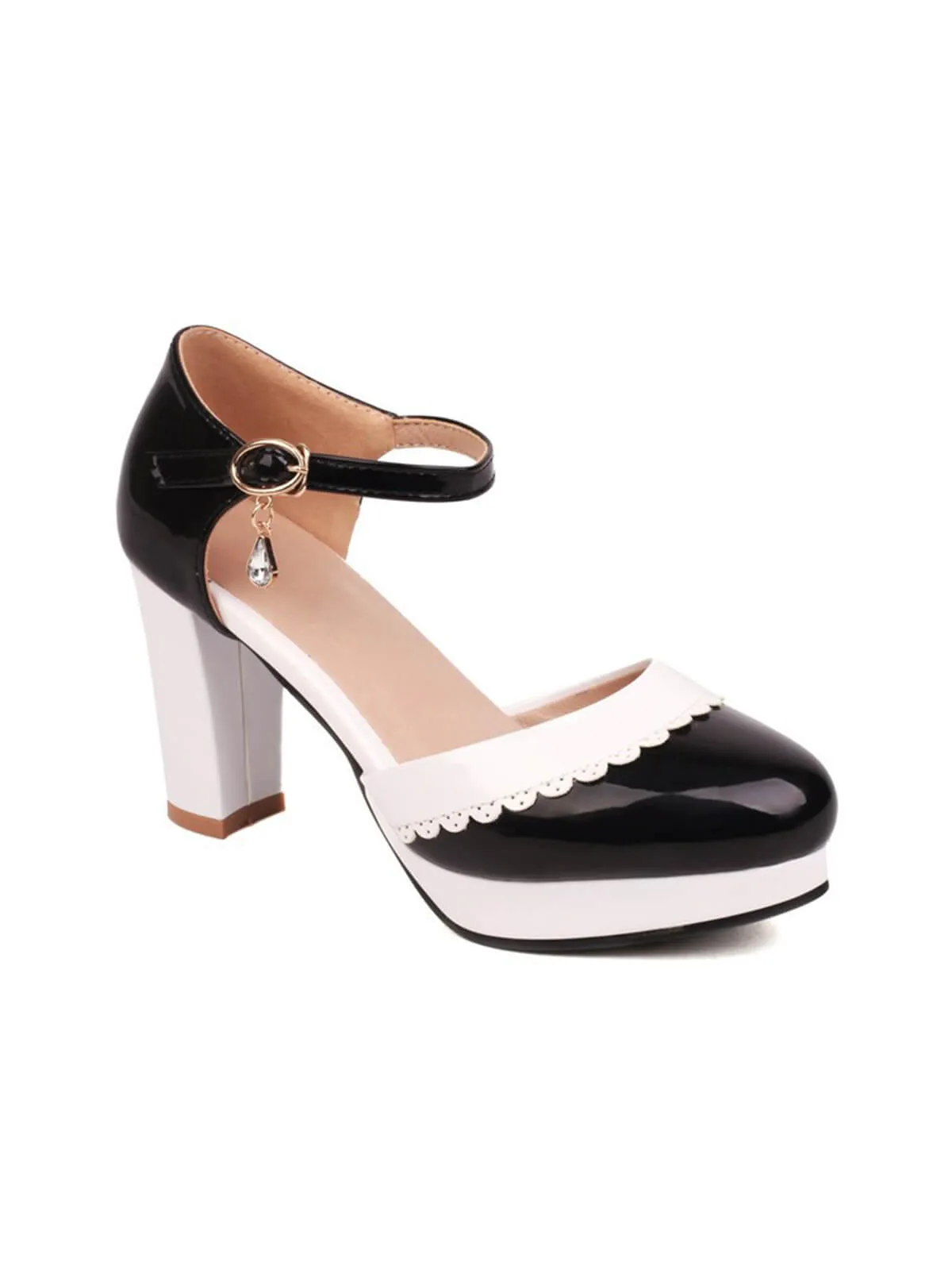 Color Block Rhinestone Pendant High Heel Shoes sold by Retro Stage product image thumbnail 3