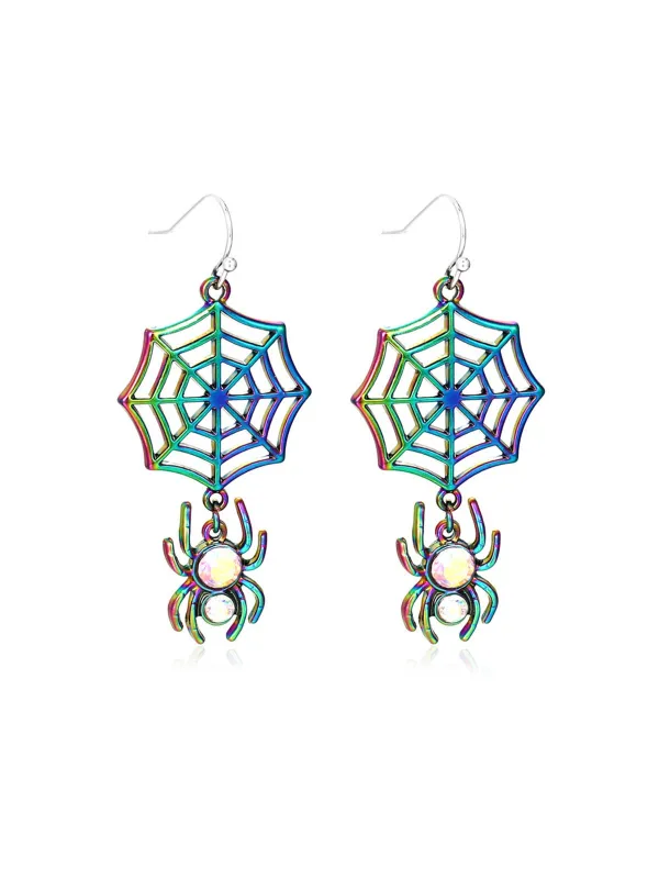 Halloween Fantasy Colorful Spider Web Earrings sold by Retro Stage