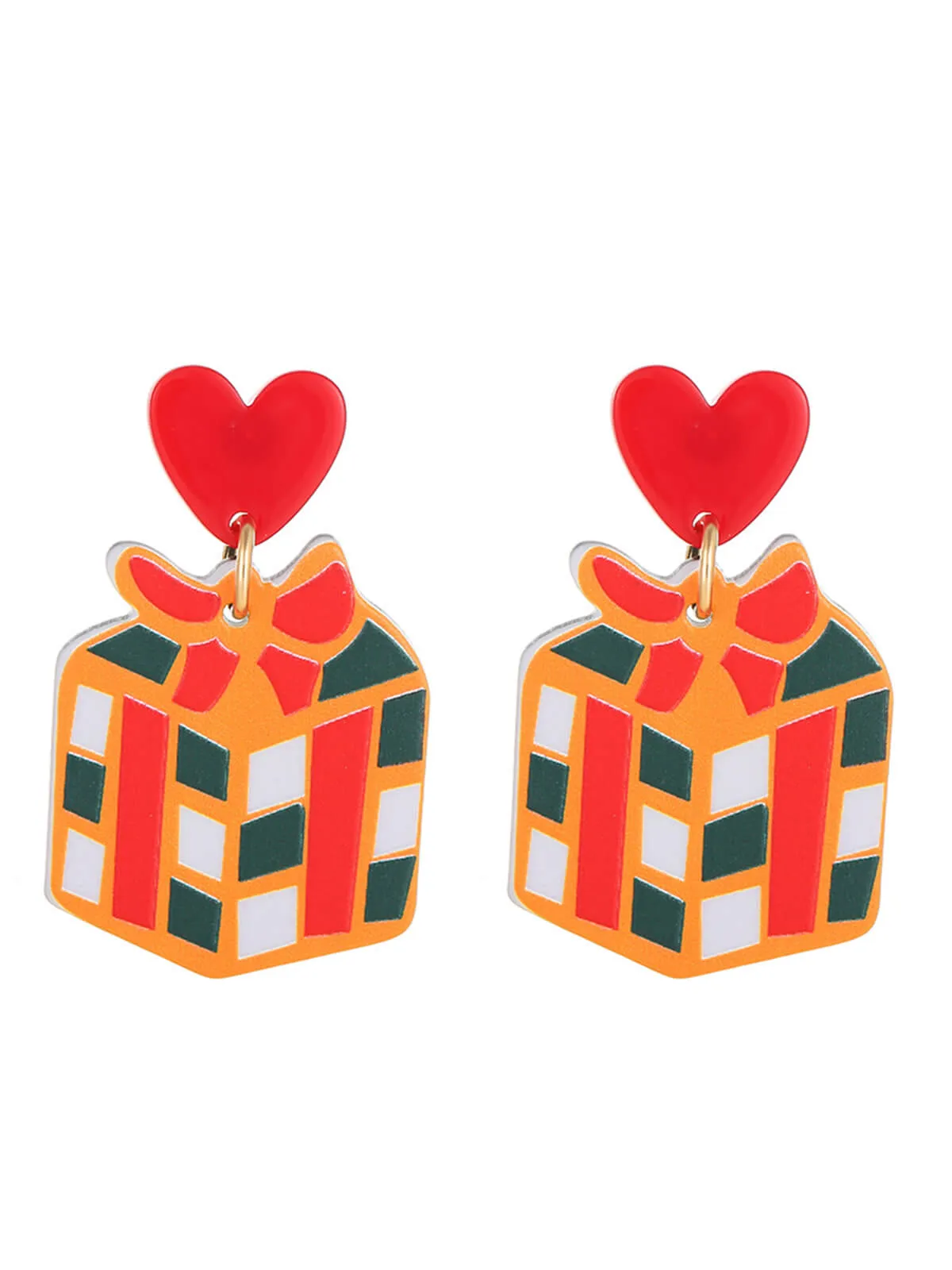 Vintage Christmas Elements Heart Stud Earrings sold by Retro Stage product image thumbnail 3