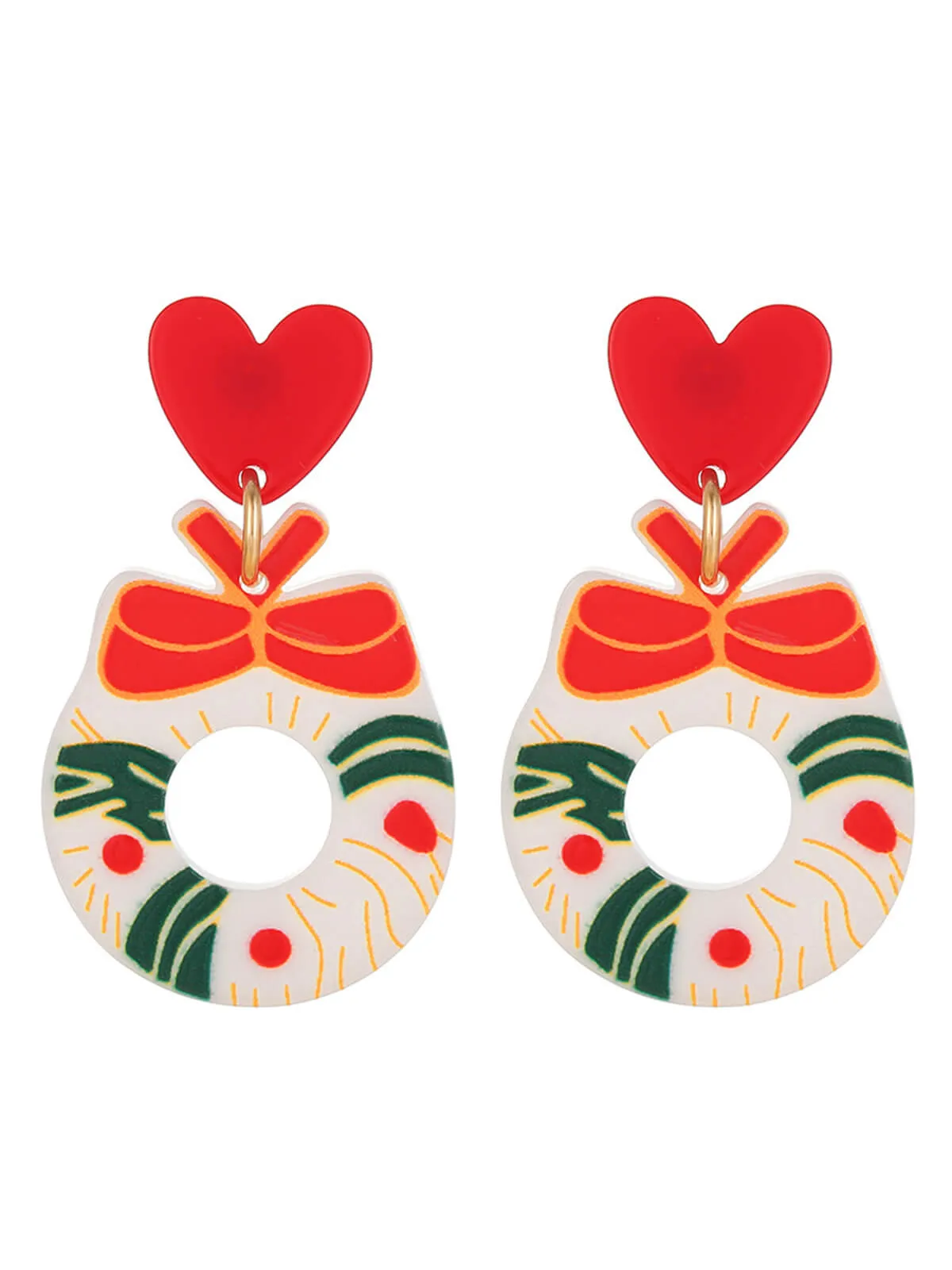Vintage Christmas Elements Heart Stud Earrings sold by Retro Stage product image thumbnail 2