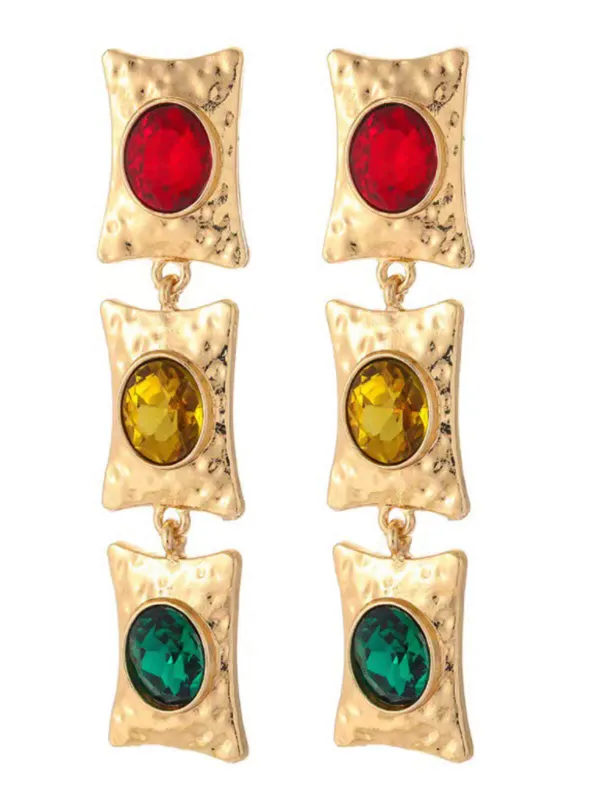 Vintage Gold Baroque Colored Gemstone Earrings sold by Retro Stage