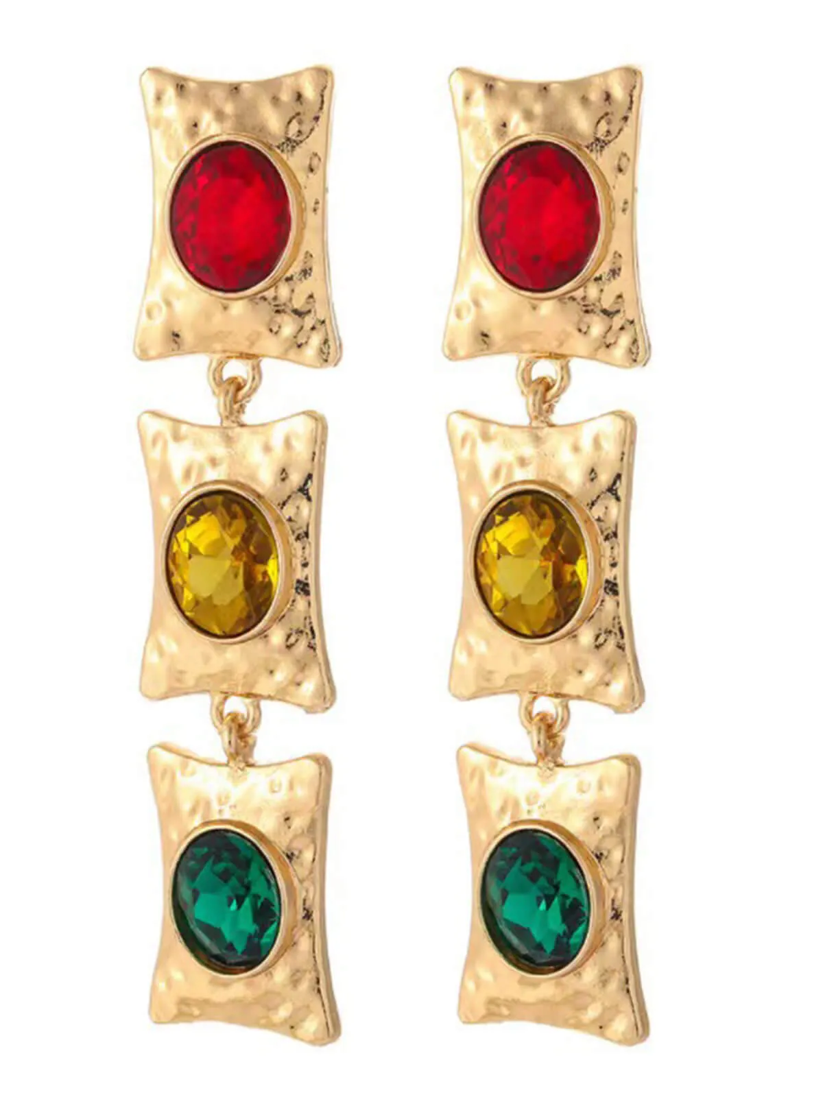 Vintage Gold Baroque Colored Gemstone Earrings sold by Retro Stage