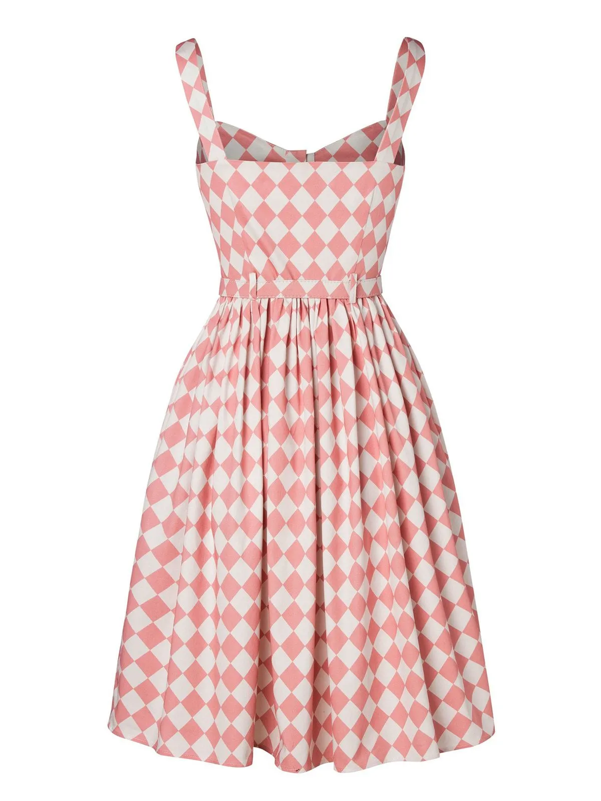 Pink 1950s Diamond Grid Swing Dress sold by Retro Stage product image thumbnail 5