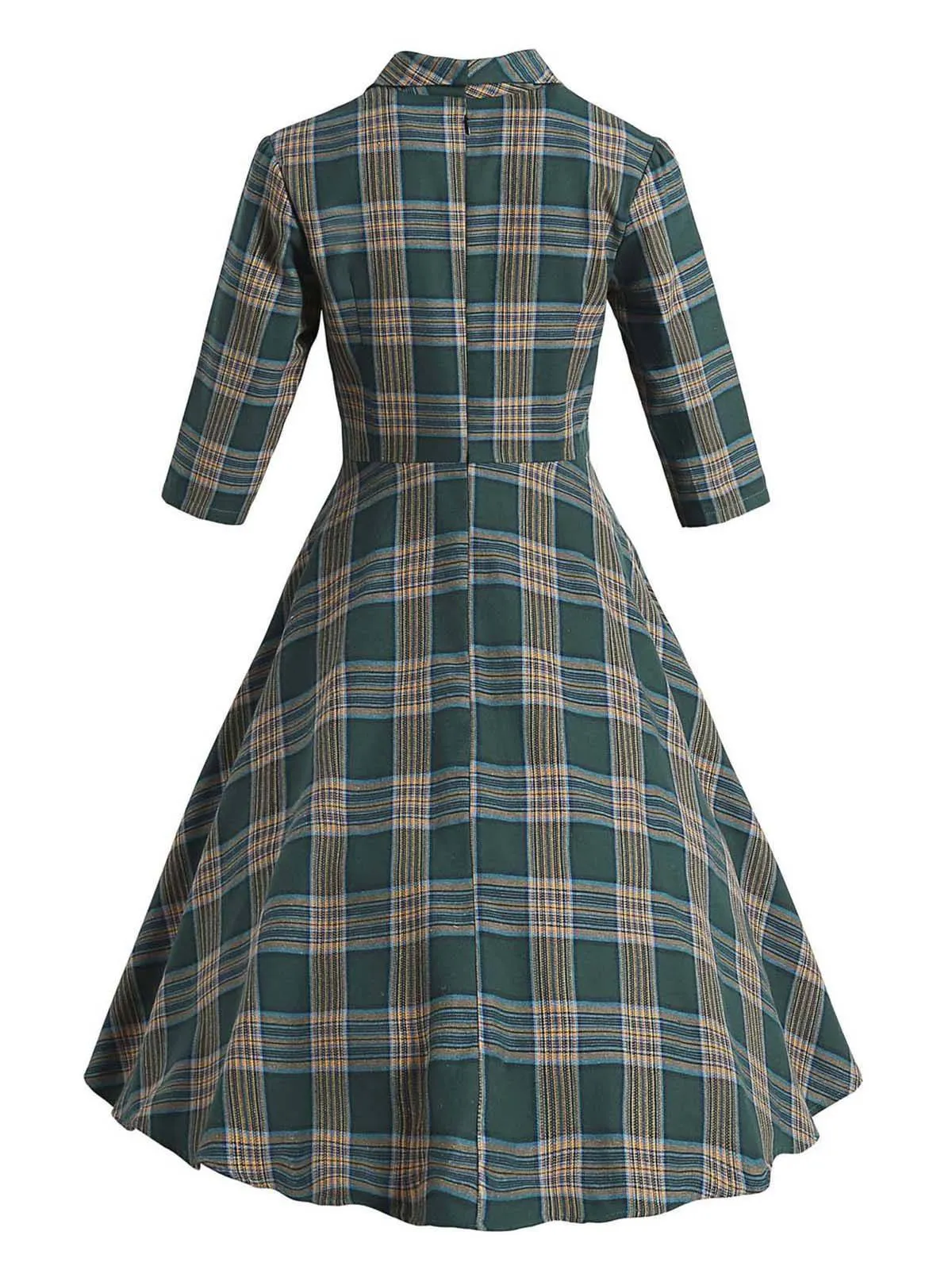 Green 1950s Plaid Button Swing Dress sold by Retro Stage product image thumbnail 2