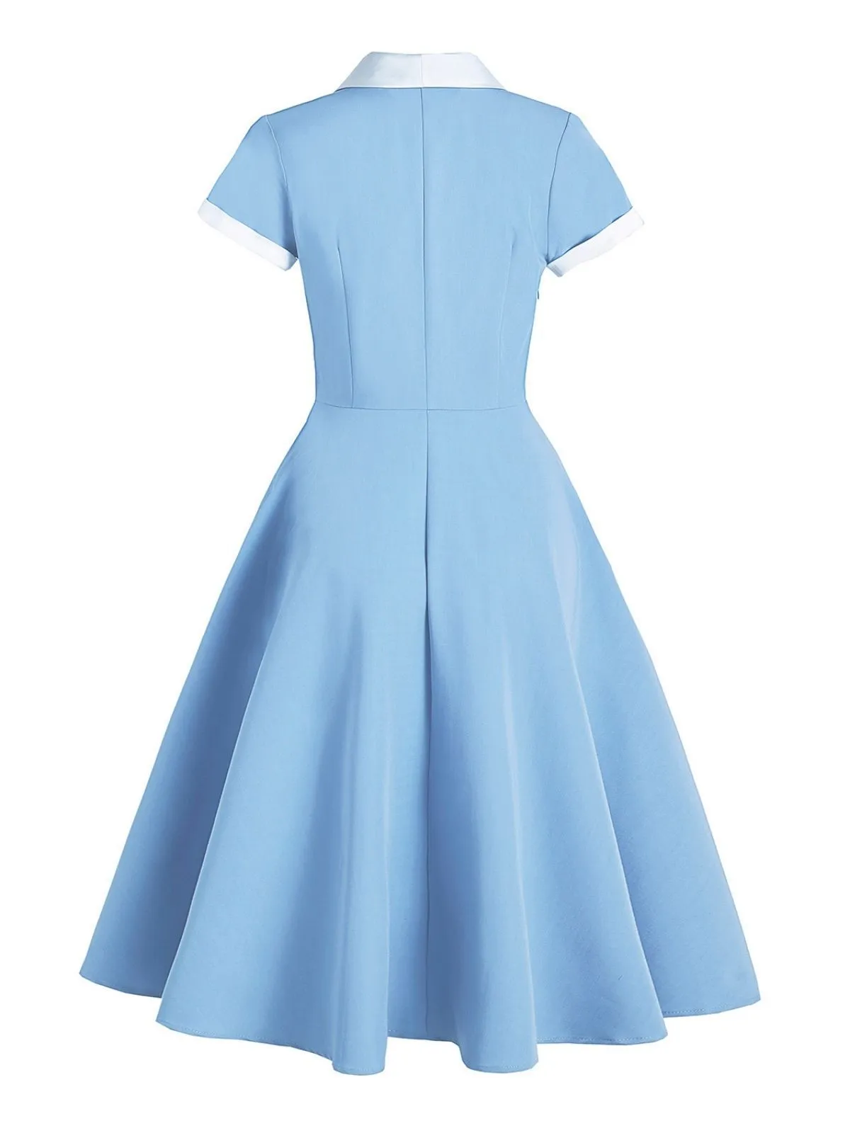 Blue 1950s Pocket Button Solid Dress sold by Retro Stage product image thumbnail 2