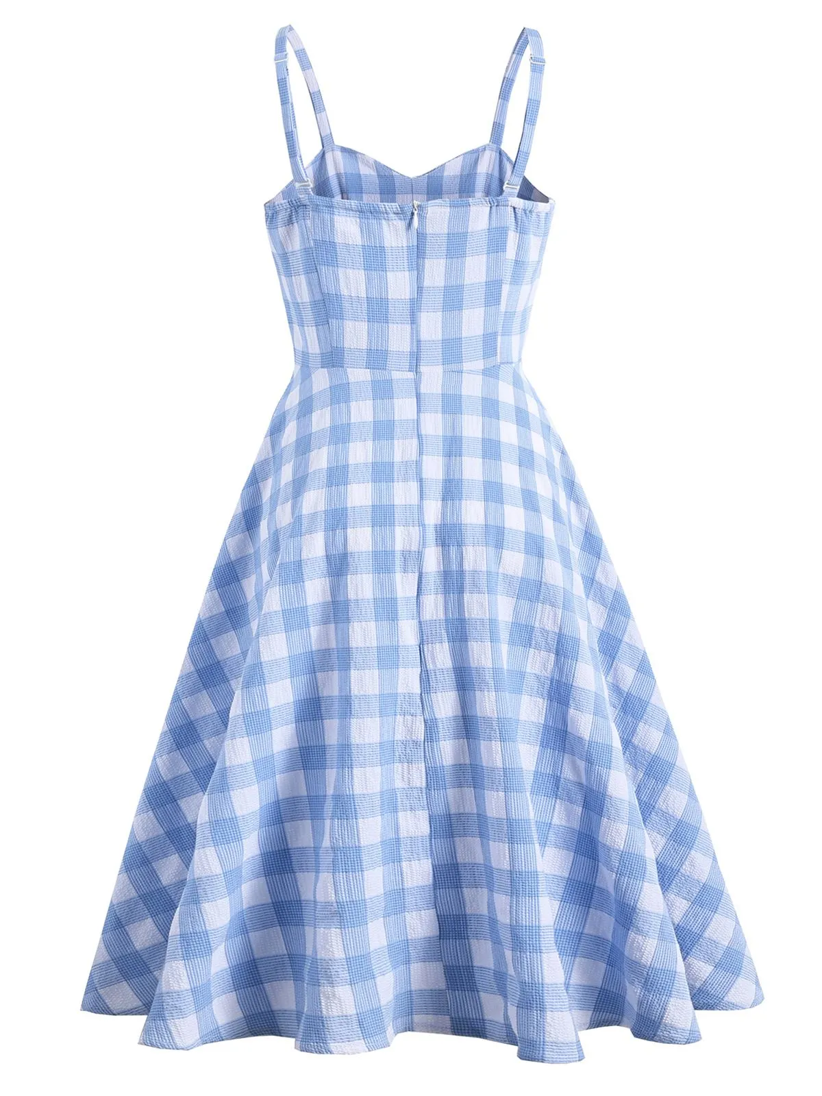 Blue 1950s Spaghetti Strap Plaid Dress sold by Retro Stage product image thumbnail 2