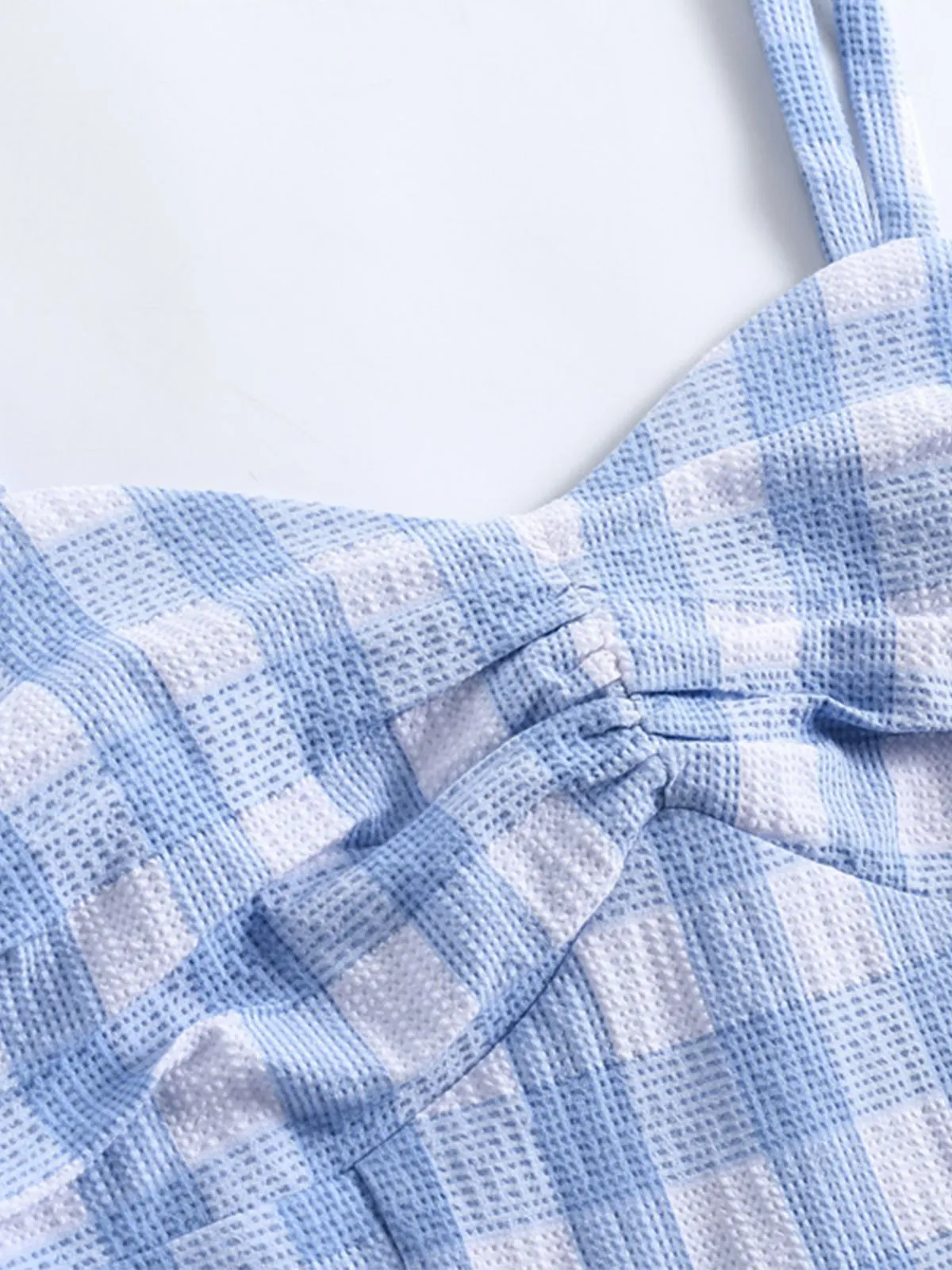 Blue 1950s Spaghetti Strap Plaid Dress sold by Retro Stage product image thumbnail 3
