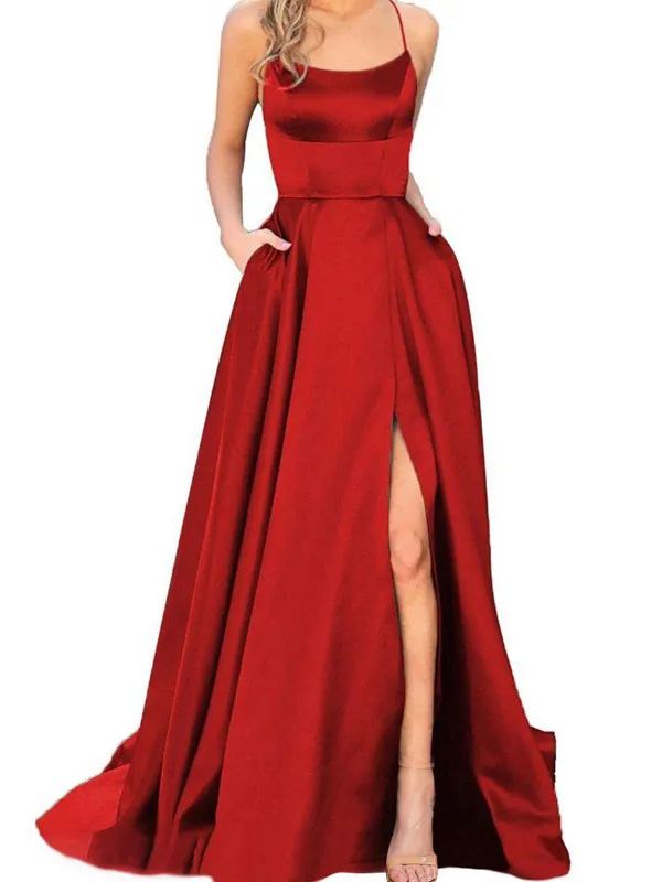 1930s Solid Strap Long Slit Maxi Dress sold by Retro Stage