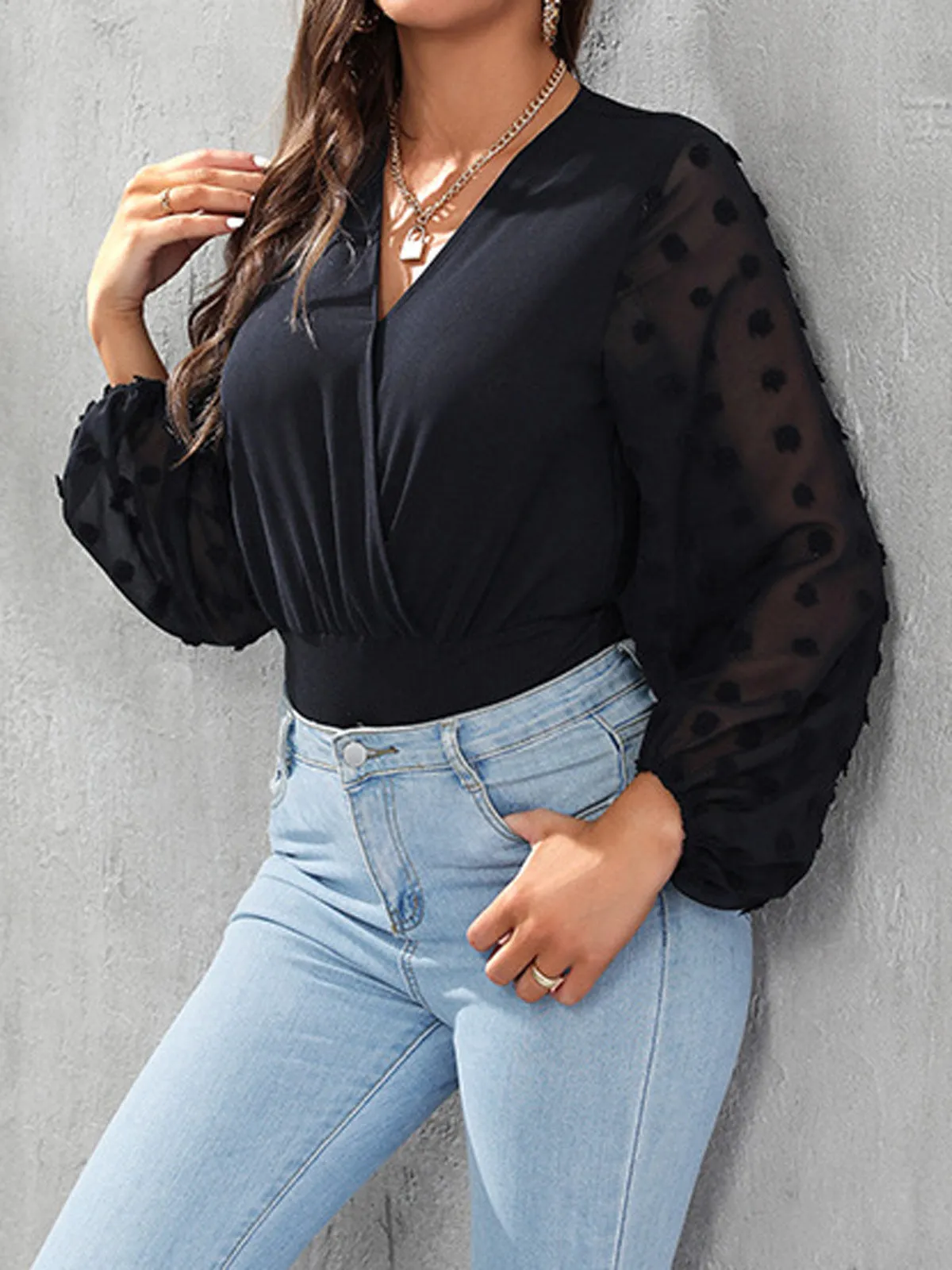 1950s Lace Lantern Sleeve Bodysuit sold by Retro Stage product image thumbnail 2