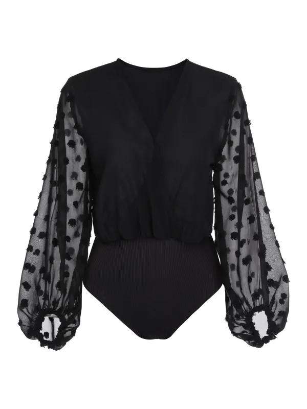 1950s Lace Lantern Sleeve Bodysuit sold by Retro Stage