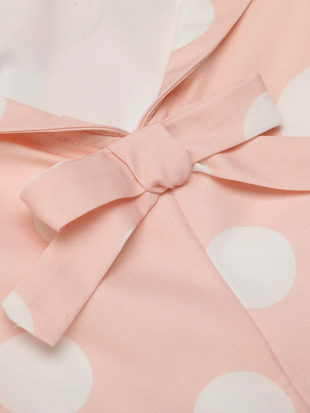 Peach Pink 1940s Dot Short Sleeves Dress sold by Retro Stage product image thumbnail 5