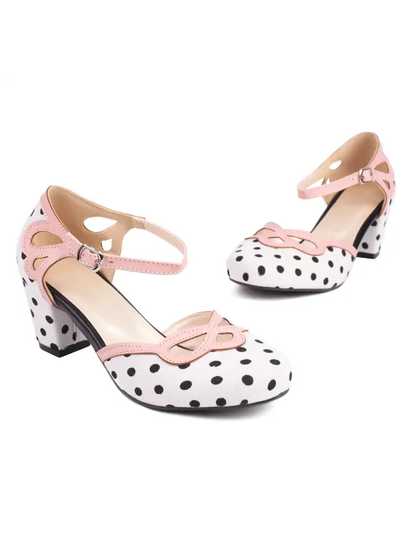 Stripe & Polka Dots Buckled High Heel Shoes sold by Retro Stage