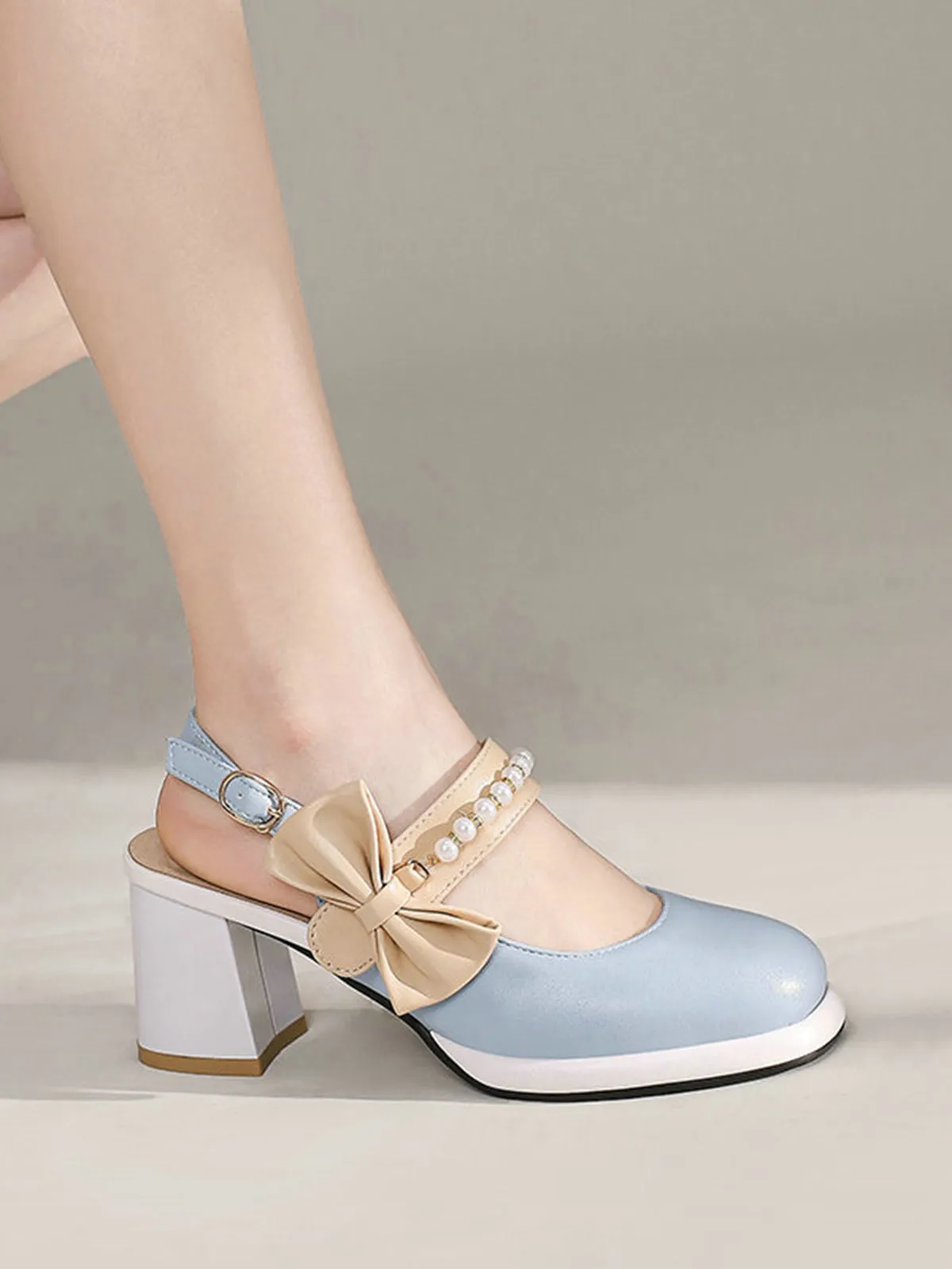 Retro Pearl Décor Sling Back Shoes sold by Retro Stage product image thumbnail 2