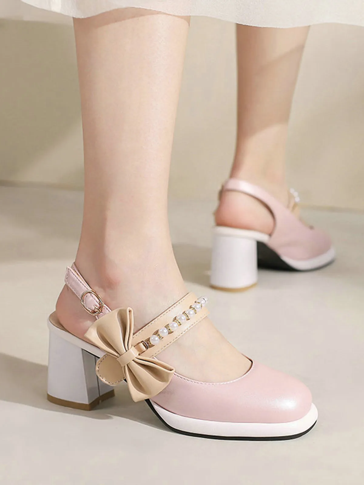 Retro Pearl Décor Sling Back Shoes sold by Retro Stage product image thumbnail 5