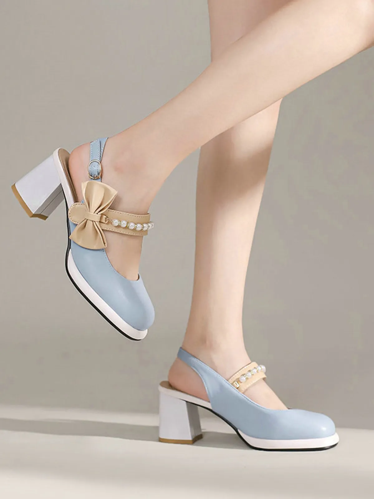 Retro Pearl Décor Sling Back Shoes sold by Retro Stage product image thumbnail 3