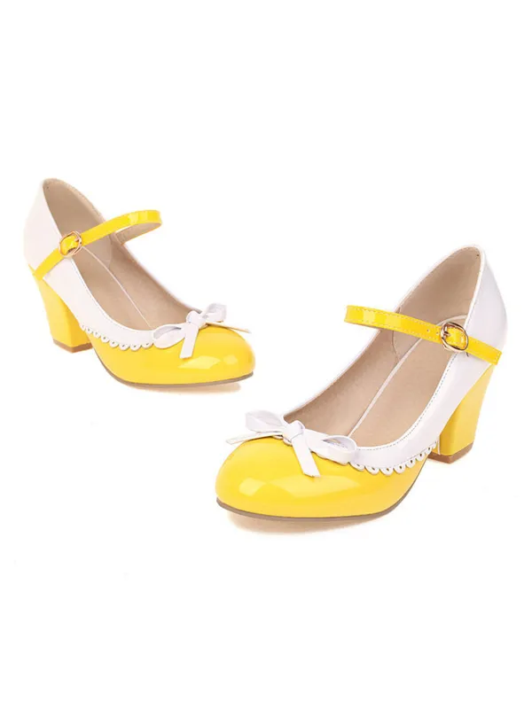 Bowknot Chunky Heels Mary Jane Shoes sold by Retro Stage