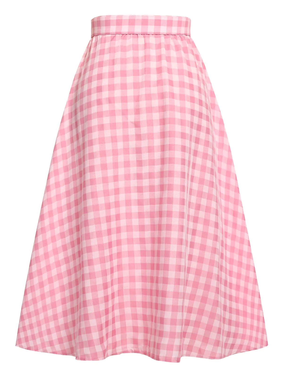 1950s Pink Plaid Button Skirt With Belt sold by Retro Stage product image thumbnail 4