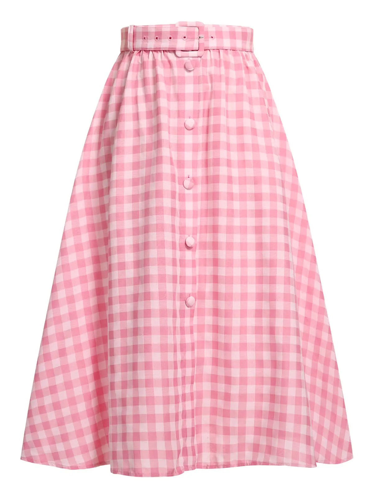 1950s Pink Plaid Button Skirt With Belt sold by Retro Stage product image thumbnail 2