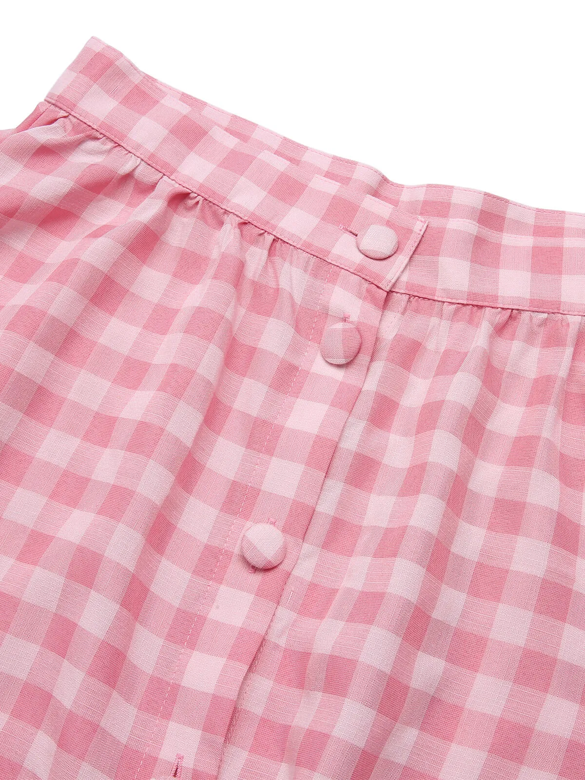 1950s Pink Plaid Button Skirt With Belt sold by Retro Stage product image thumbnail 5