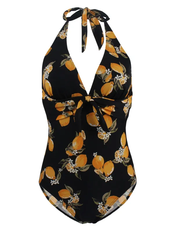 1950s Halter Lemon One-Piece Swimsuit sold by Retro Stage