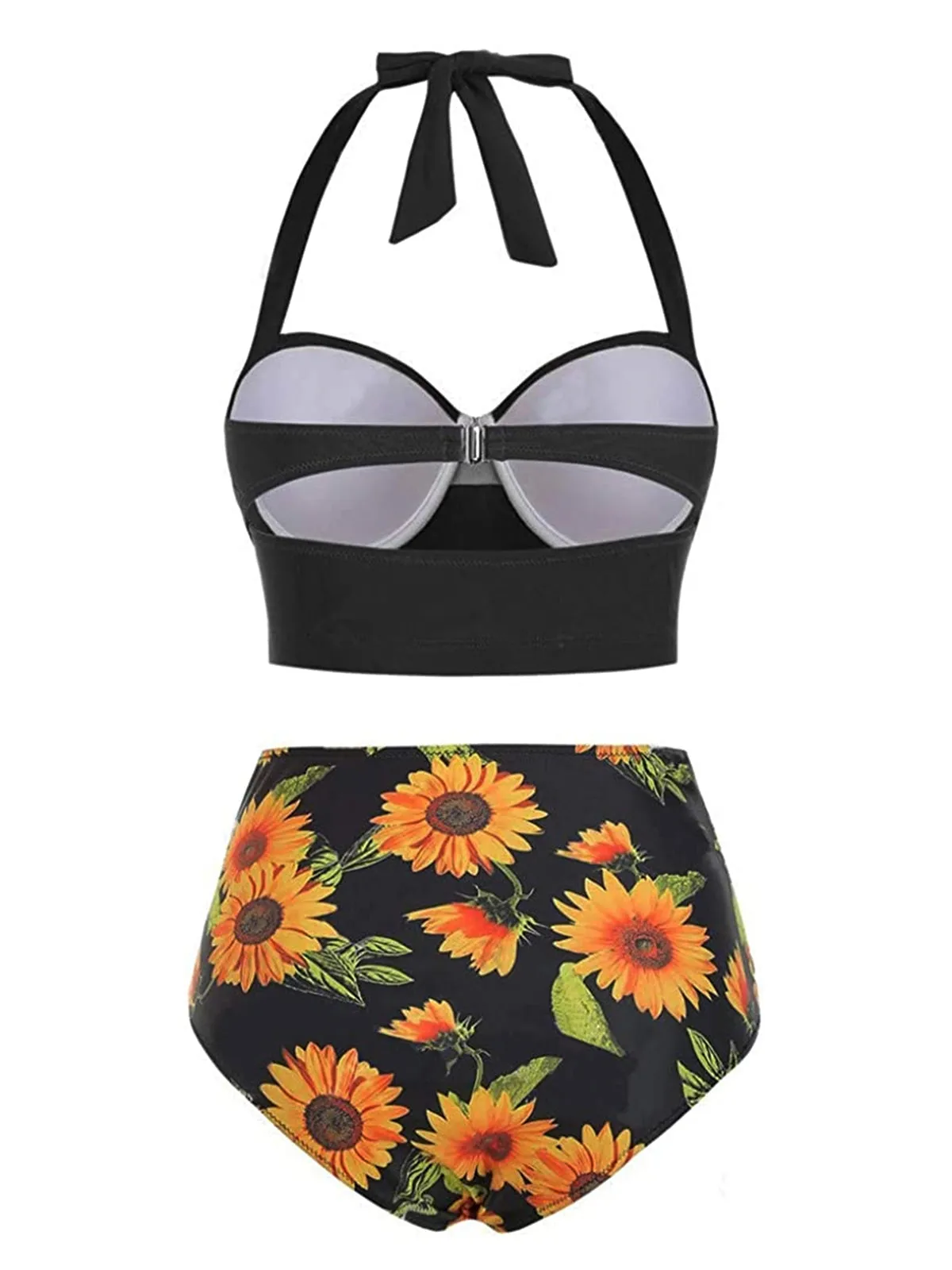 1950s Halter Sunflower Pleated Bikini Set sold by Retro Stage product image thumbnail 2