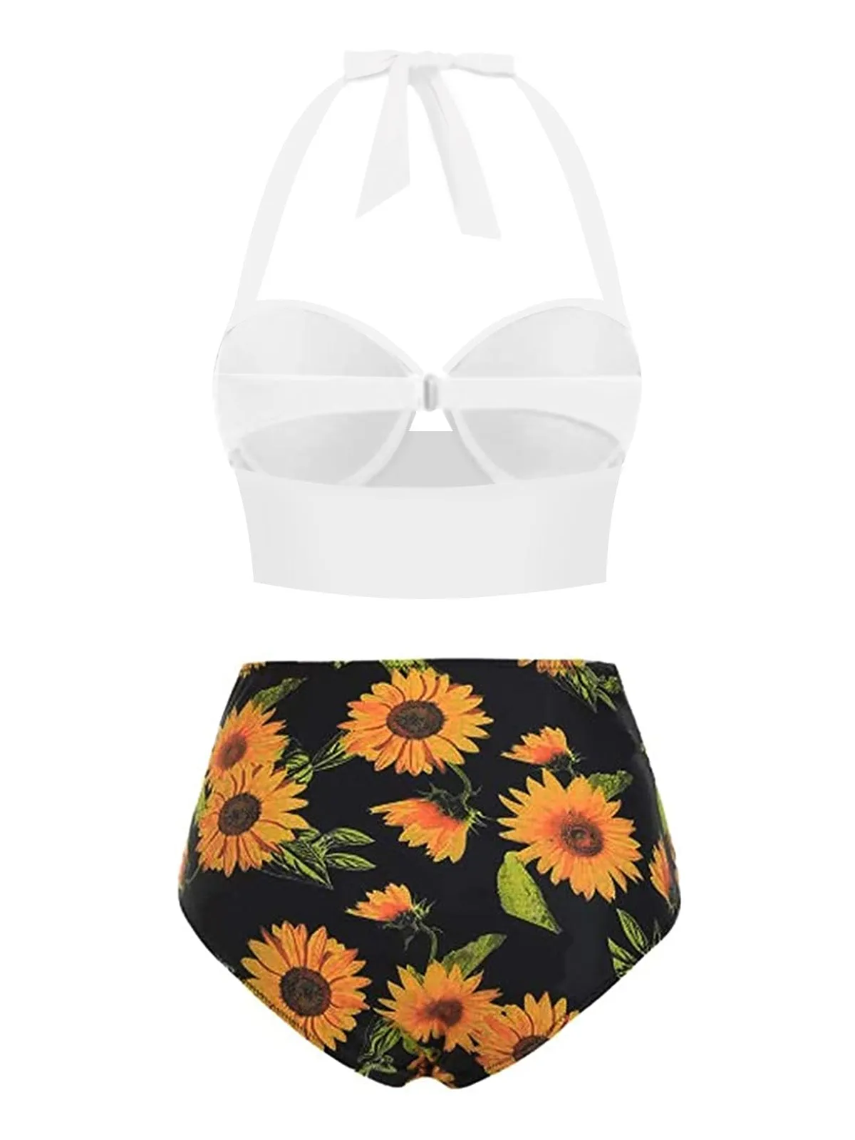 1950s Halter Sunflower Pleated Bikini Set sold by Retro Stage product image thumbnail 4