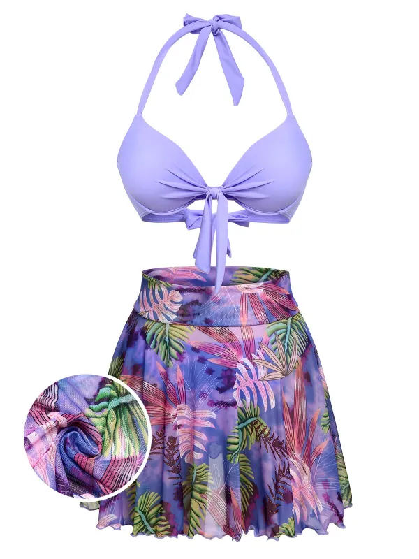 1940s Flowers Lace-Up Halter Swimsuit sold by Retro Stage