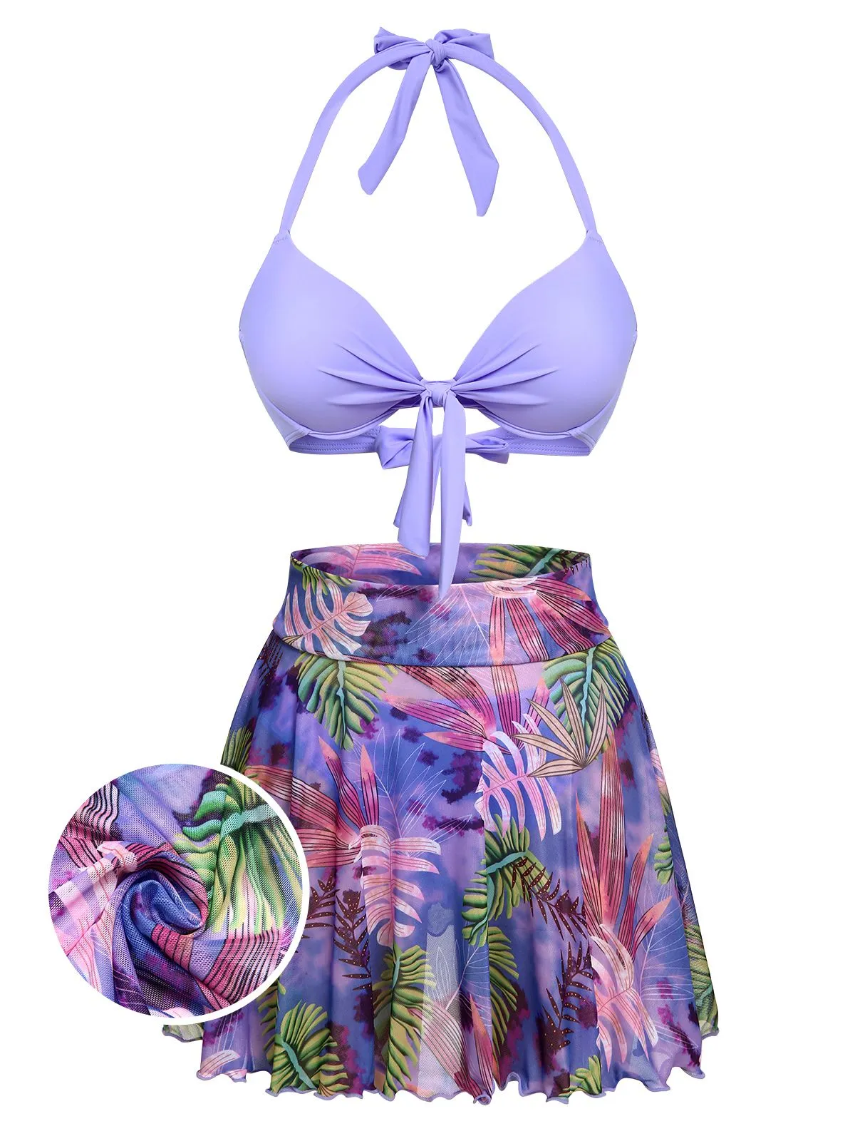 1940s Flowers Lace-Up Halter Swimsuit sold by Retro Stage