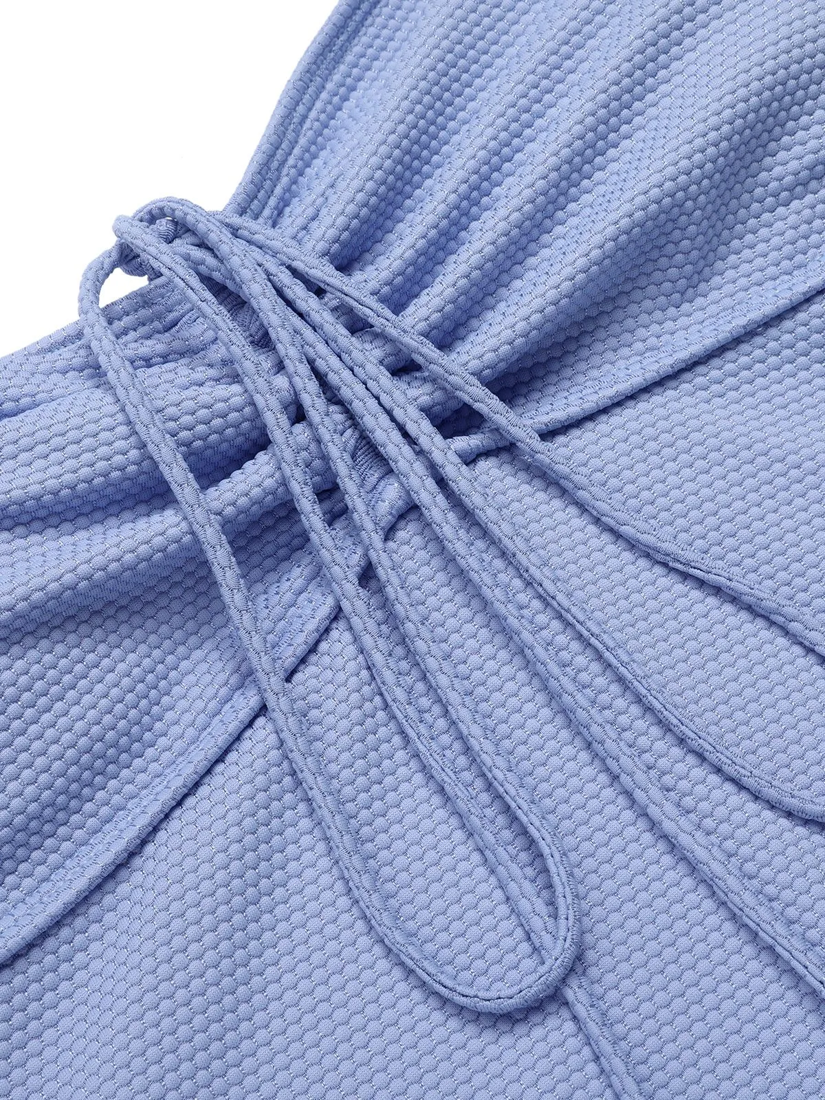 Sky Blue 1970s Solid Drawstring Bandeau Swimsuit sold by Retro Stage product image thumbnail 5