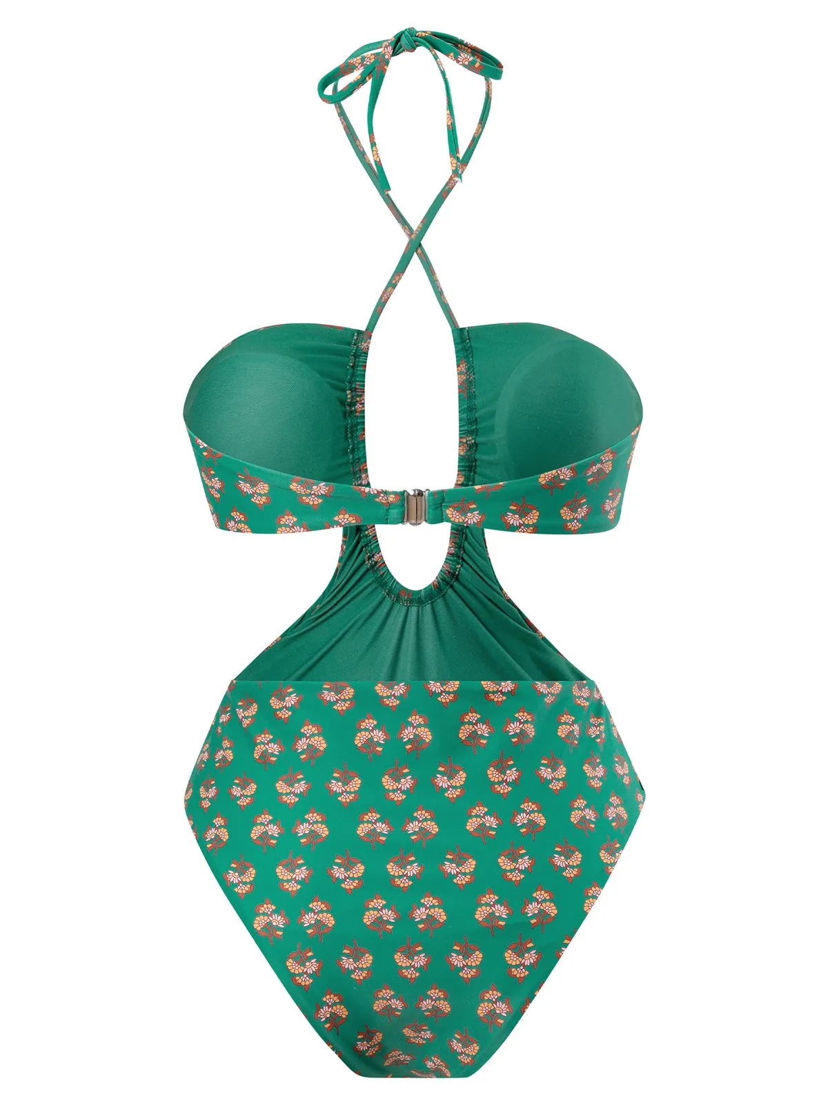 2PCS Green 1940s Flowers One-Piece Swimsuit & Cover-Up sold by Retro Stage product image thumbnail 3